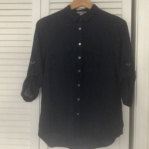 H&M navy long sleeve blouse size 8